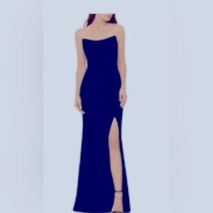 Aqua Blue Strapless Slit Gown for Weddings